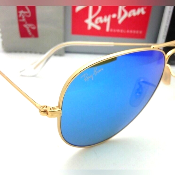 LIKE NEW RayBan Aviator RB3025 Blue Mirror Flash Lens Ray ban Sunglasses - Picture 6 of 16